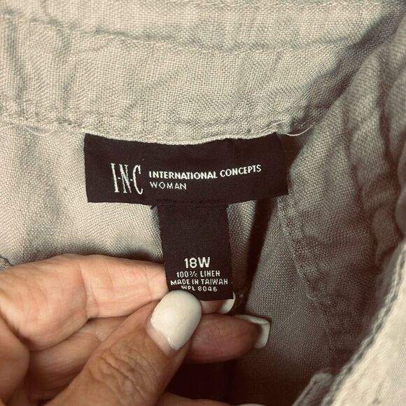 INC International Concepts women’s Pants tan Wide Leg Linen Size 18W coastal bea - Picture 10 of 11